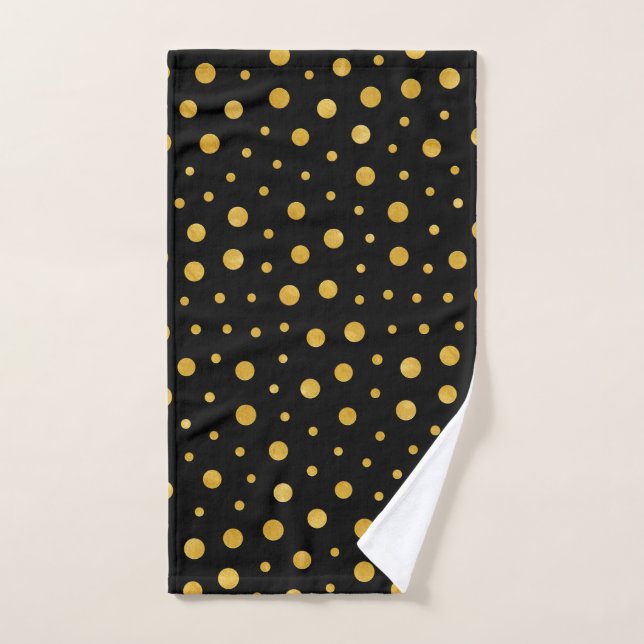 Elegant polka dots - Black Gold Hand Towel (Hand Towel)