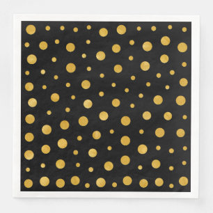 Elegant polka dots - Black Gold Napkin