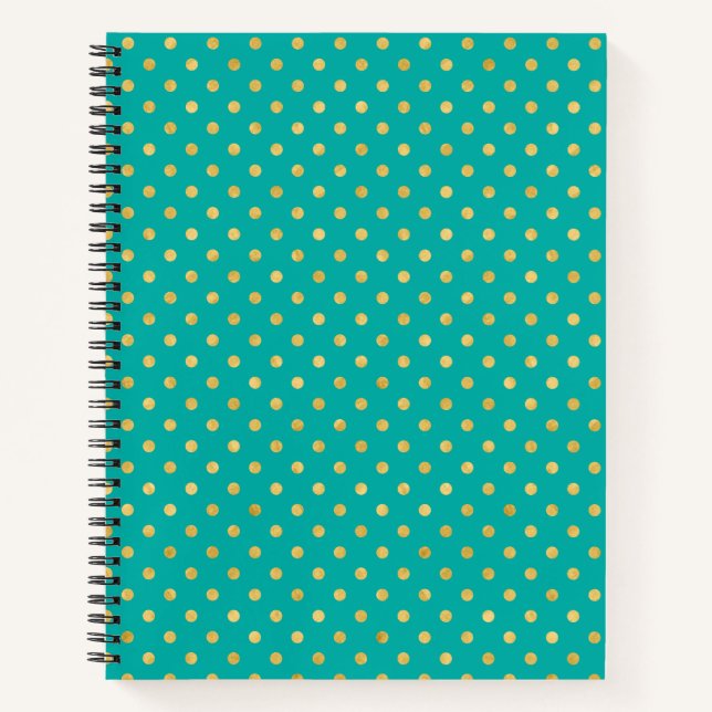 Elegant Polka Dots -Mint & Gold- Notebook (Front)