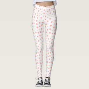 Elegant polka dots - Soft Pink Gold White Leggings