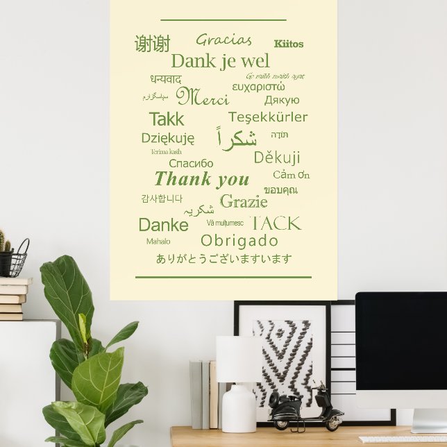 Elegant Polyglot "Thank You" Expression Typography Poster (Home Office)
