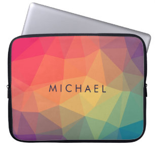 Elegant polygonal triangle coloured add your name laptop sleeve
