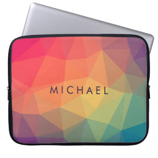 Elegant polygonal triangle coloured add your name laptop sleeve