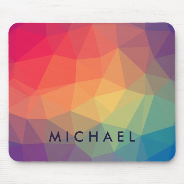 Elegant polygonal triangle coloured add your name mouse mat (Front)