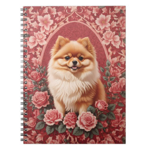 Elegant Pomeranian Dog William Morris Inspired Notebook