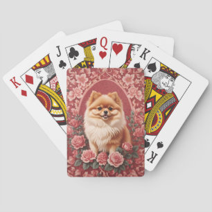 Elegant Pomeranian Dog William Morris Inspired  Playing Cards