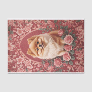 Elegant Pomeranian Dog William Morris Inspired Tissue Paper