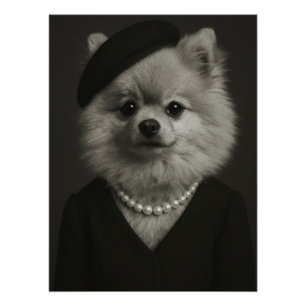 Elegant Pomeranian Lady Portrait - Chic Dog Art Poster
