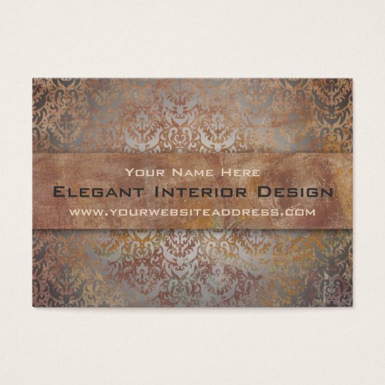 Elegant Pompeii Damask Shimmer Red and Gold Business Card