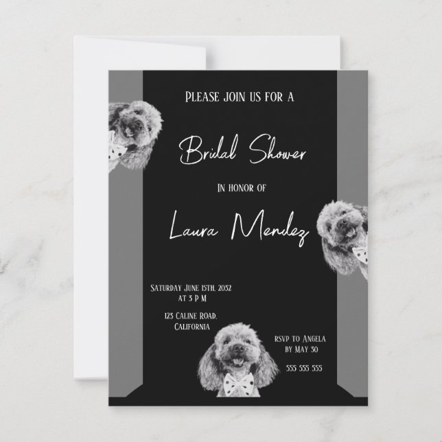 elegant poodle  dog  Bridal Shower Invitation (Front)