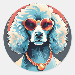 Elegant Poodle Portrait Classic Round Sticker