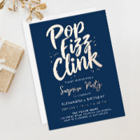 Elegant Pop Fizz Clink Navy Blue Company Script 