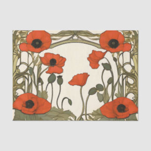 Elegant  Poppies Art Nouveau Tissue Paper