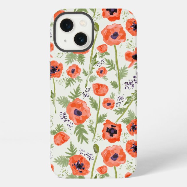 Elegant Poppies Floral Pattern iPhone Case (Back)