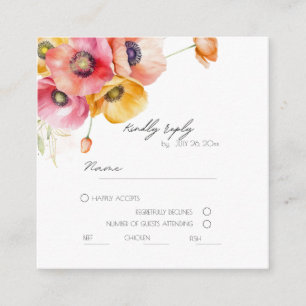 Elegant Poppies Floral Wedding RSVP Card