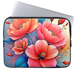 Elegant Poppies: Radiant Nature Art Laptop Sleeve