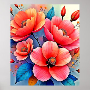 Elegant Poppies: Radiant Nature Art Poster