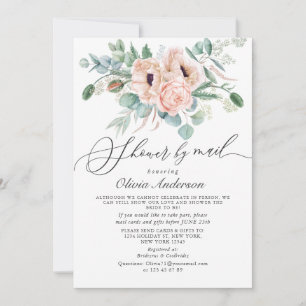Elegant Poppy Eucalyptus Bridal Shower By Mail Invitation