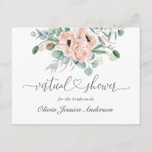 Elegant Poppy Eucalyptus Bridal VIRTUAL Shower Postcard