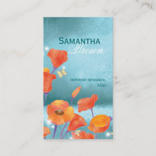 Elegant Poppy Field Nature Inspired Business Cards