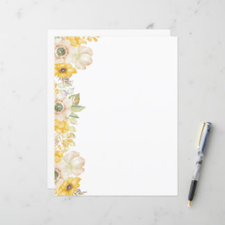 Elegant Poppy Floral Stationery Paper