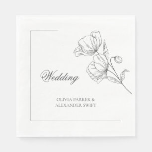 Elegant poppy flower modern wedding Paper Napkin