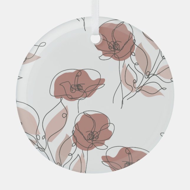 Elegant Poppy Flowers Seamless Pattern Glass Tree Decoration (Front)