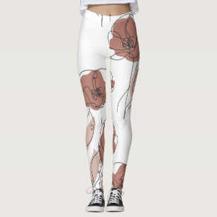 Elegant Poppy Flowers Seamless Pattern Leggings