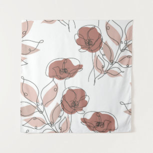 Elegant Poppy Flowers Seamless Pattern Tapestry