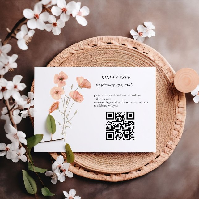 Elegant Poppy Meadow Orange Flower Wedding details RSVP Card (Creator Uploaded)