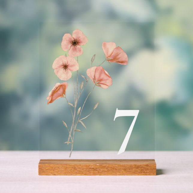Elegant Poppy Meadow Orange Flowers  Acrylic Sign (Neutral)