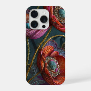 Elegant Poppy Tapestry, Royal Red & Purple, Golds iPhone 15 Pro Case