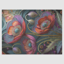 Elegant Poppy Tapestry, Royal Red & Purple, Golds