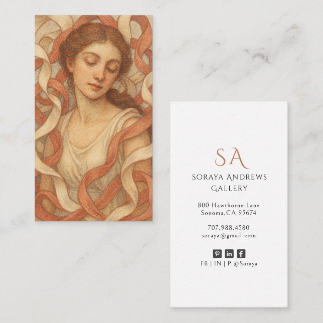 Elegant Portrait Fine Arts Gallery  Business Card (Front/Back)