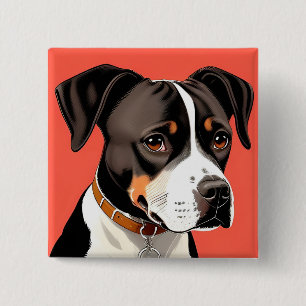 Elegant Portrait of a Black and White Dog 15 Cm Square Badge