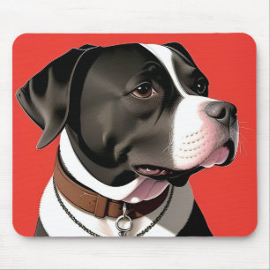Elegant Portrait of a Black and White Dog Mouse Mat