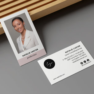 Elegant Portrait Photo Logo Social Icon BLUSH PINK Business Card