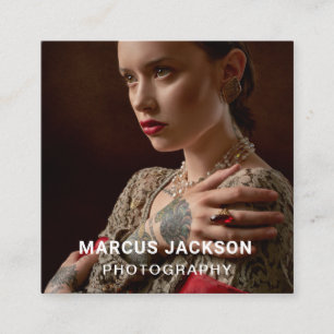 Elegant Portrait Photographer Square Business Card