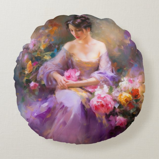 Elegant Portrait  Round Cushion (Front)