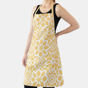 Elegant Portuguese azulejo Yellow Vintage pattern Apron