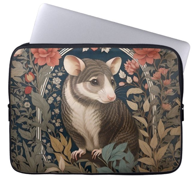 Elegant Possum William Morris Inspired Animal Laptop Sleeve (Front)