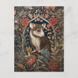Elegant Possum William Morris Inspired Floral Postcard