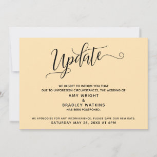 Elegant Postponed Wedding Announcement Pale Peach