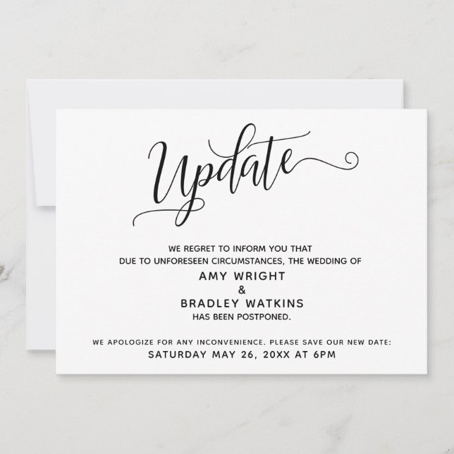 Elegant Postponed Wedding Announcement Update (Front)