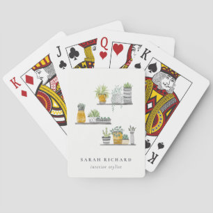 Elegant Potted House Plants Watercolor Botanical  Playing Cards