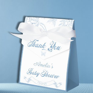 Elegant Powder Blue Butterfly Floral Thank You Favour Box