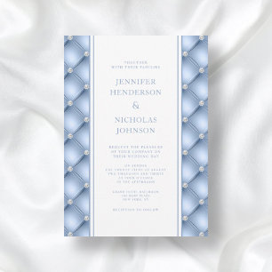 Elegant Powder Blue Diamond Tufted Wedding Invitation