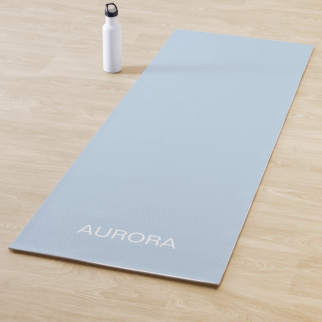Elegant Powder Blue Personalised Name Yoga Mat (In Situ)