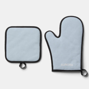 Elegant Powder Blue Personalized Name - Oven Mitt & Pot Holder Set