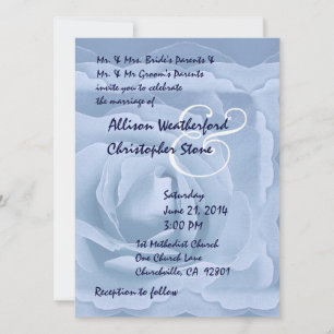 Elegant Powder Blue Rose Wedding Invitation
